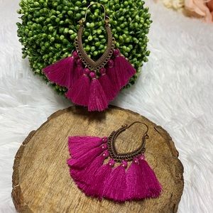 Bohemian Fuchsia Tassel Earrings